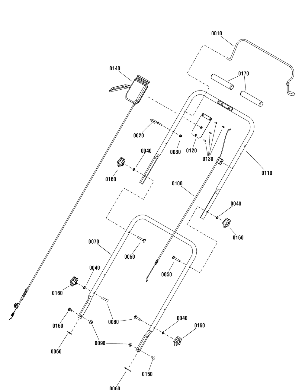 Handle And Controls Group (7502371) Diagram and Parts List for 7800892-BTSPV22675HWFC 2012 Briggs and Stratton Lawn Mower